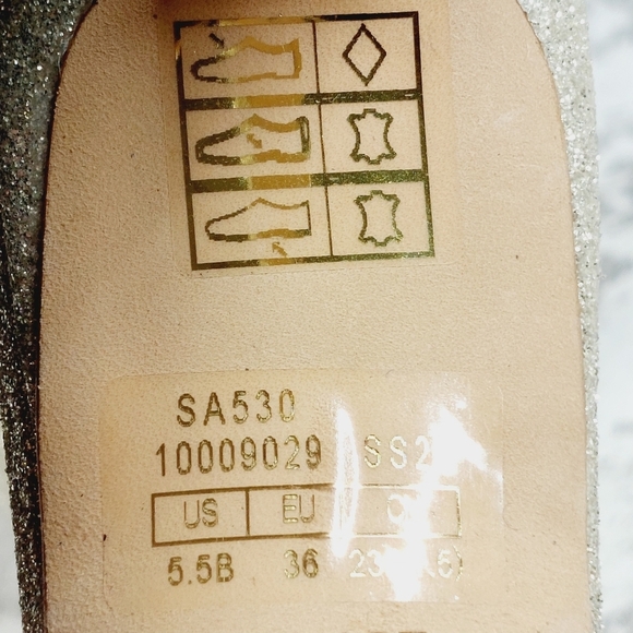 Stuart Weitzman Golden Glitter Heeled Slide Sandals E567 - Picture 11 of 12